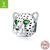 925 Silver Cheetah Beaded Charm Platinum Plated Zircon Animal Jewelry Diy String Scc1675