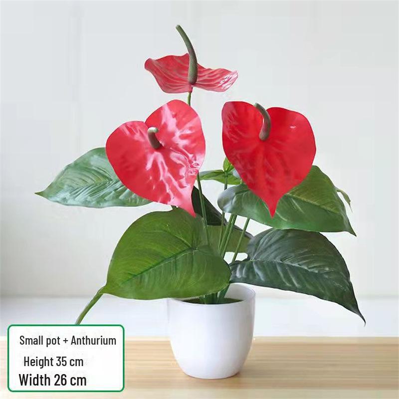 

Декоративный набор небольших искусственных цветов в горшках для декора дома и гостиной 3 flowers of anthurium