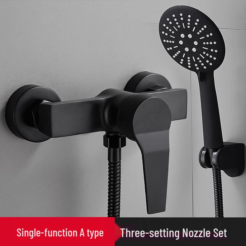 TLXT Black Bathtub Shower Mixer Faucet Set