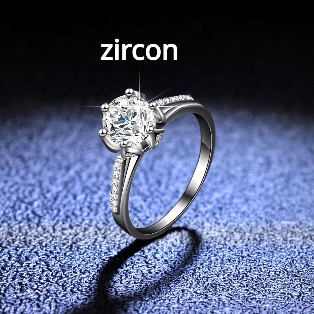 D Farbe 1ct Moissanit Diamantring 925 Sterling Silber Ring klassischer Diamantring Damen Verlobungsring Ehering Geschenk für Freundin