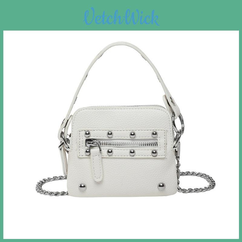 Fashion Solid Color Rivet Decoration Women Casual Mini Shoulder Chain Bag For Casual Outings