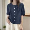 ZANZEA Women Casual Round Neck Loose Summer Half Sleeve Blouse