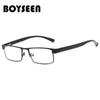 BOYSEEN Men Titanium Alloy Reading Glasses Non Spherical 12 Layer Coated Lenses Retro Business Hyperopia Prescription Eyeglasses
