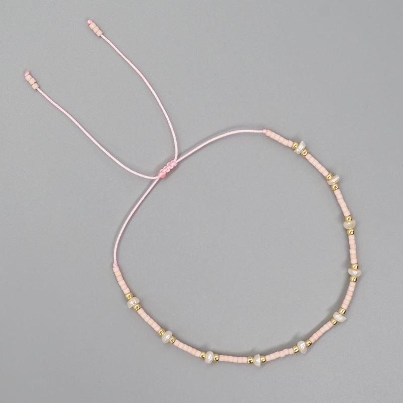 Vlen Natural Pearl Dainty Beaded Bracelets Rose Quartz & Sunstone String Bracelet for Women Fashion Miyuki Beads Jewelry