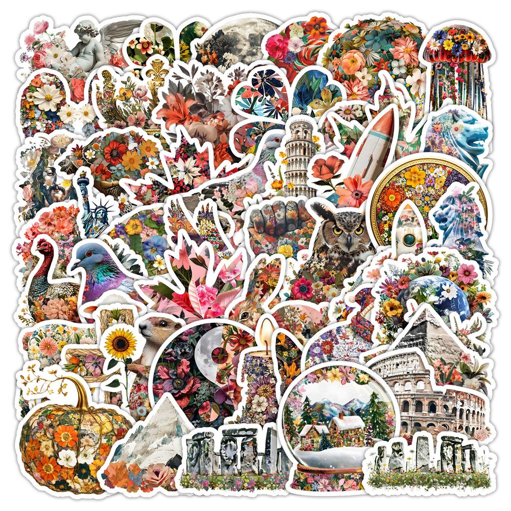 50 Colorful Animal Graffiti Stickers, Water Cups, Luggage, Waterproof Decorative Stickers, Creative Animal Stickers for Children