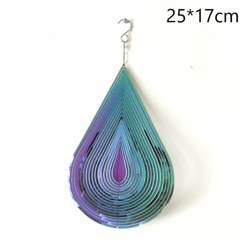Beating Wind Spinner Drop Shape Stainless Steel 3D Rotating Wind Chime Bell