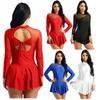 Women's Figure Ice Skating Dress Long Sleeve Mock Neck Skirted Gymnastics Leotard Performance Competition Costumes