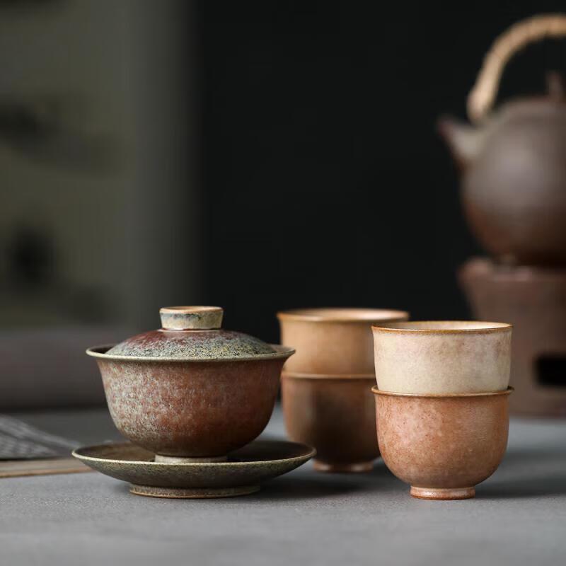 Handmade Rustic Ceramic Gaiwan Tea Set