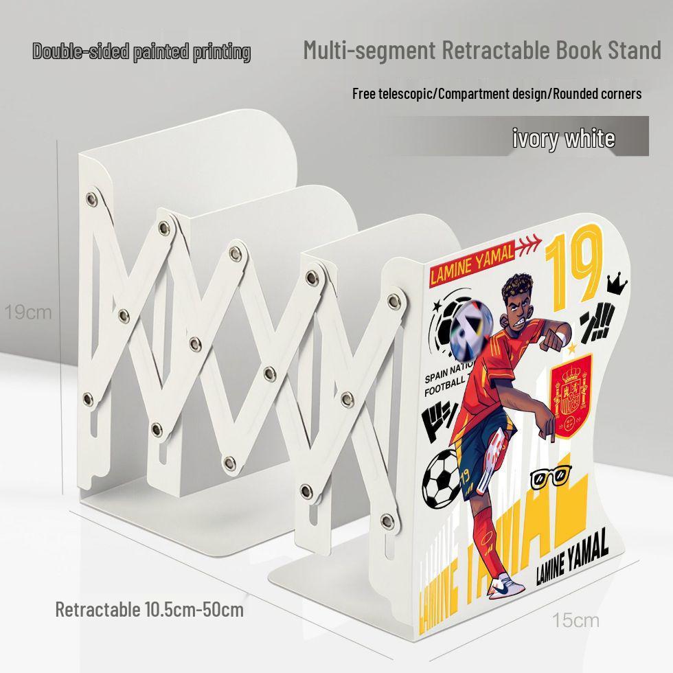 

Retractable Desktop Bookshelf: Football Stars Edition (Messi, Ronaldo, Mbappé) Thickened Metal Retractable Bookshelf