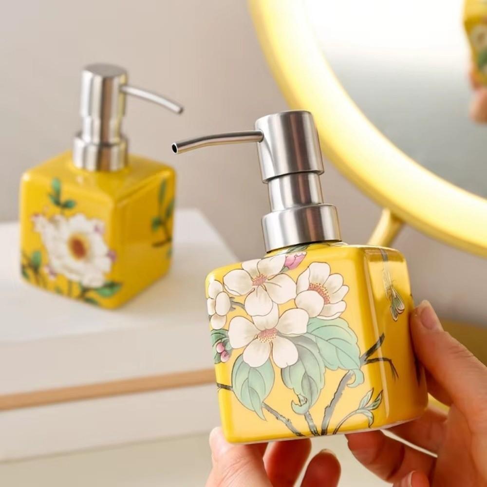 Ceramic Hand Wash Bottle Stainless Steel Pump Head Lotion Bottle  For Shampoo Shower Gel