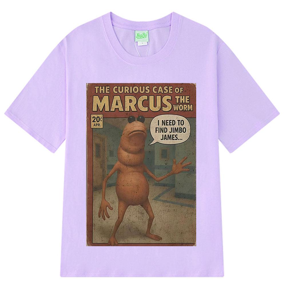 Marcus The Worm Comic Funny Meme T Shirt Men Women Vintage T-shirt Summer Short-sleeved Loose Casual Cotton Harajuku T-shirts