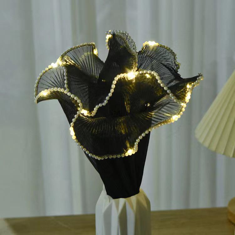 Valentine's Day 3D Ruffled Mesh Lace Flower Bouquet Wrap