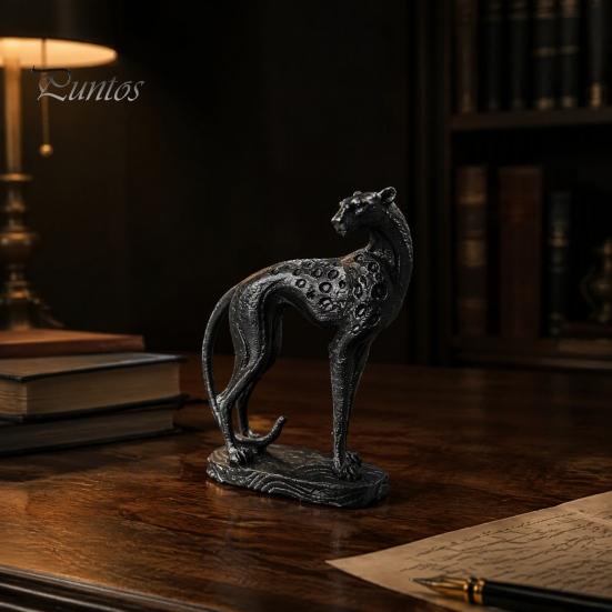 Goldener Leopard Statue 3D Gedrucktes Geparden Ornament, Moderne Stehende Skulptur, Dekoratives Einweihungsgeschenk Tierfigurine mit Stabilem Sockel