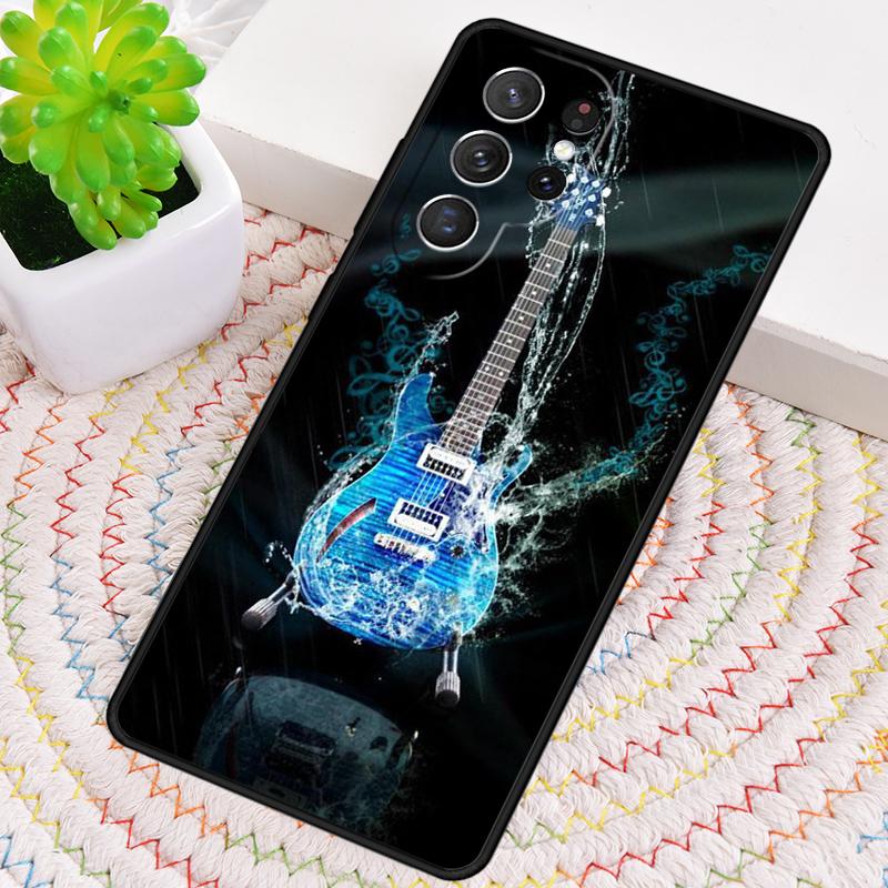 Płomienie Muzyczne Gitara Basowa Silikonowe Etui Na Telefon Dla Samsung Galaxy note 10 pro S26 S25 S24 S23 S22 S21 Plus S25Ultra Capa Pokrowiec