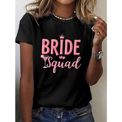 Dámské tričko BRIDE Squad Ležérní kulatý výstřih Krátký rukáv Jaro Léto Top