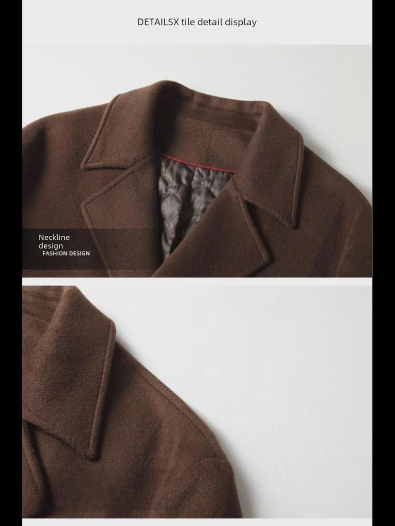 Pánský 2024 dvouřadý prošívaný vlněný větrovka - podzimní/zimní dlouhý business kabát