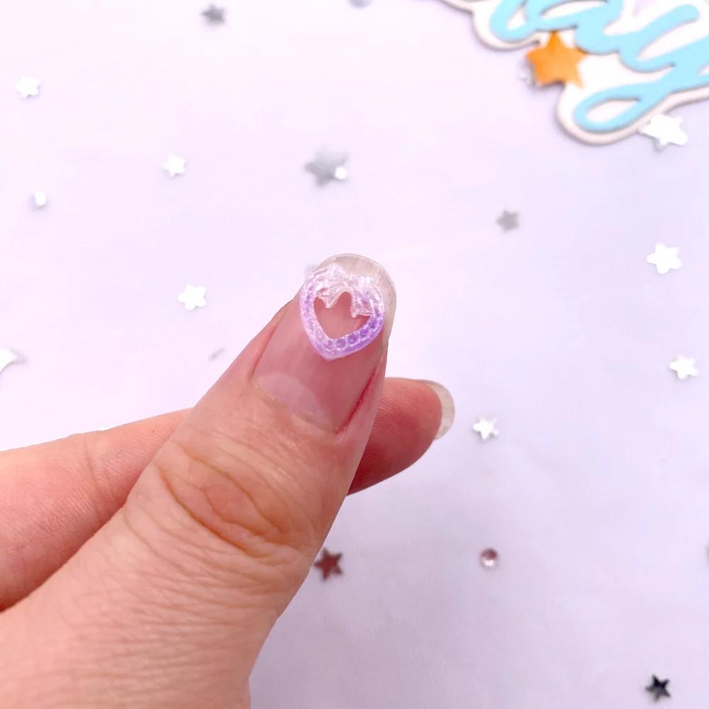 50pcs Glitter Mixed Resin Colorful Cute Bowknot Heart Nail Art Flat Back Rhinestone Applique DIY Wedding Scrapbooks Decor