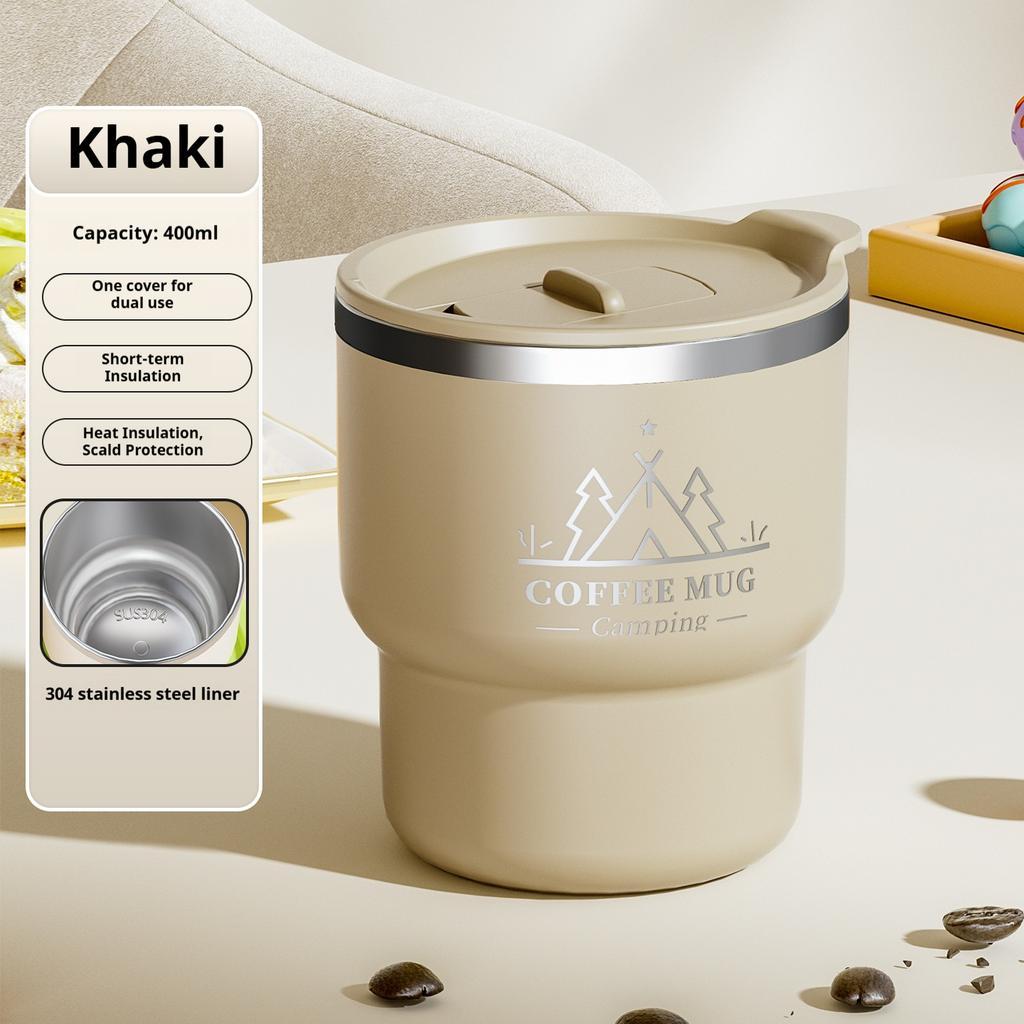 400ML Stainless Steel Thermal Cup Office Coffee Mug Double Layer Insulated Water Cup Portable Keeps Cold and Heat Thermal Mug