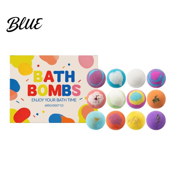 Salt Bath Ball 12Pcs Bombs Set with Toy Fizzy Spa for Kids Adults Moisturizing Skin-Softening Portable Travel Relaxation Kit Beach Pool Home