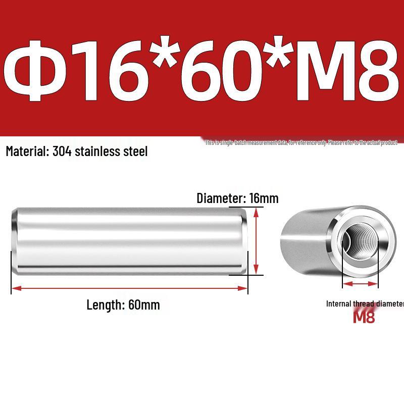Pin Cilindric din Oțel Inoxidabil 304 cu Filet Interior M4/M6/M8 și Orificiu - Coloană de Suport și Ghidare