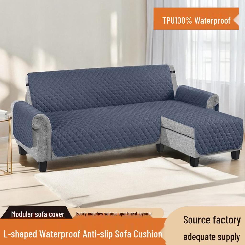 Universal Waterproof L-Shaped Chaise Lounge Sofa Cover - Anti-Slip, Protective, All-Season Cushion Mat