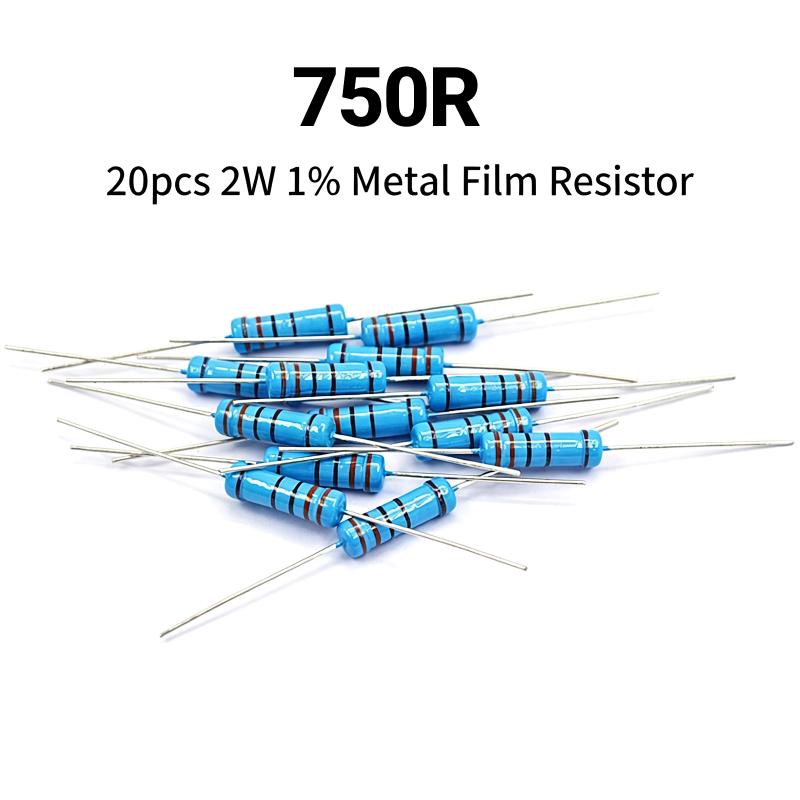 2W 1% Low Error Metal Film Resistor Assortment 20Pcs 1R-10M for PCB Design and Prototype Production
