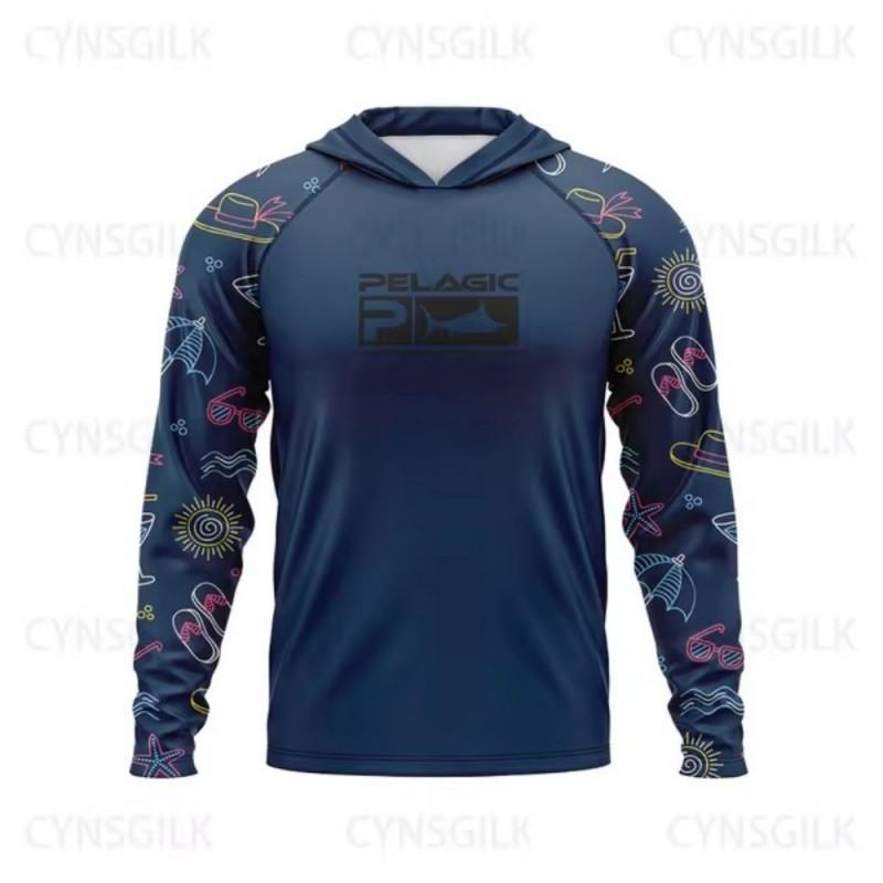 Herren PELAGIC Langarm Kapuzen-Angelanzug Mit UV-Sonnenschutz UPF50 + Luya