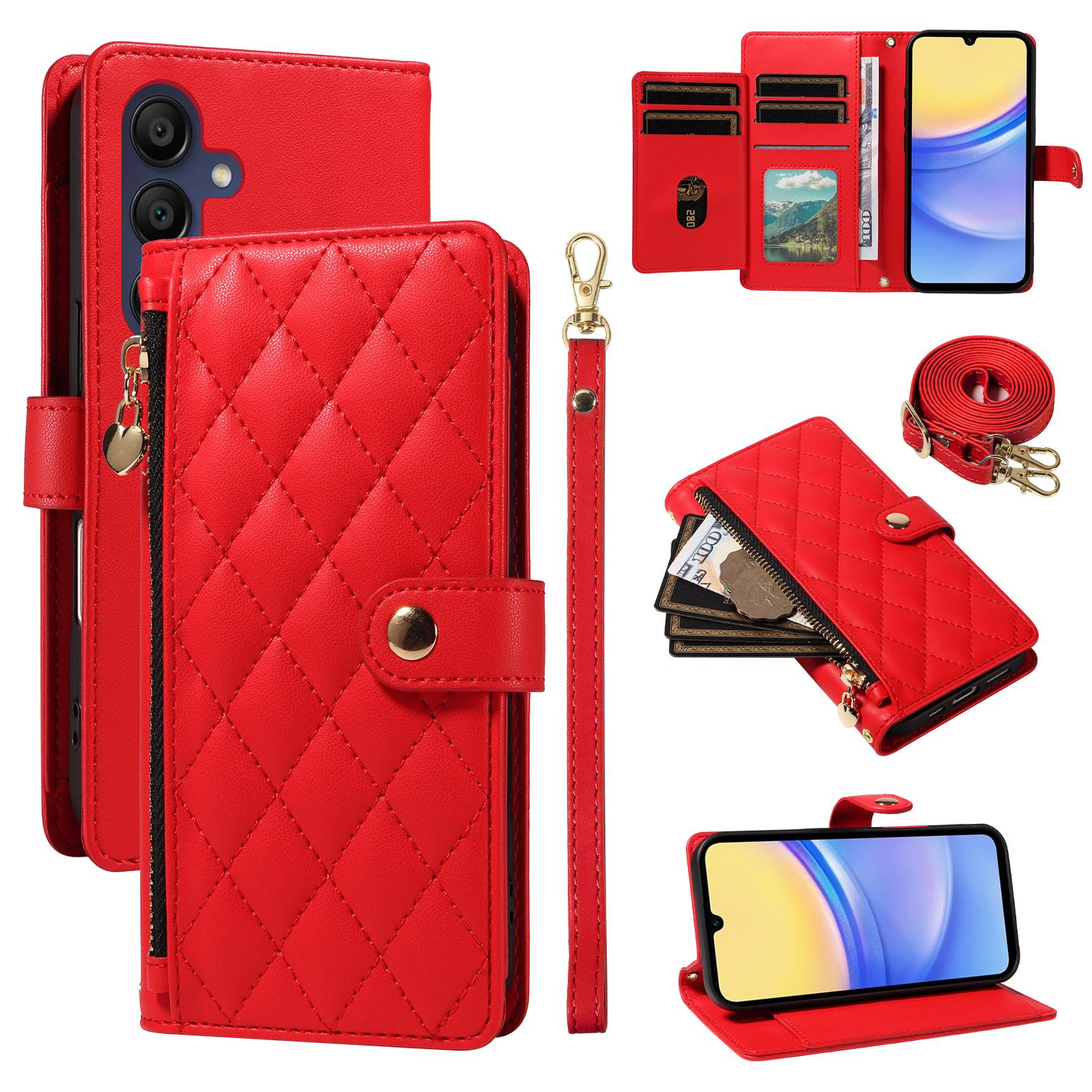 

For Samsung Galaxy A15 5G/Galaxy A15 4G Wallet Case with Straps, Rhombus Leather Stand Phone Cover F