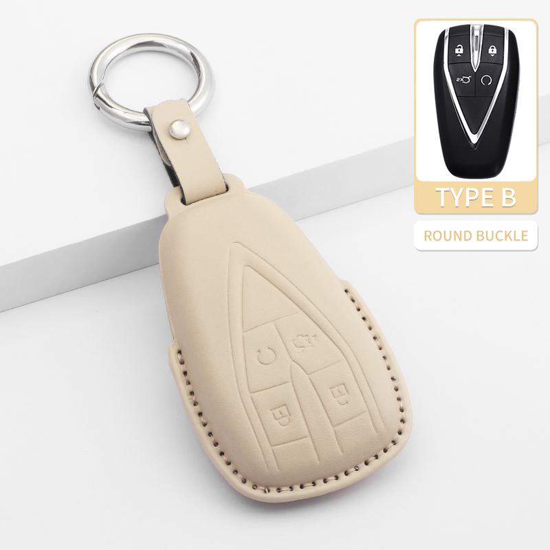 Leather Car Remote Key Cover Accessories For Changan CS35PLUS CS55 PLUS CS75 PLUS Eado UNI-T UNI K Oushang X5 X7 EV 2019-2022