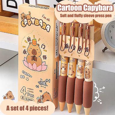 4Pcs Kawaii Gel Pens Cute Cartoon Capybara Signature Pen Portable Pocket Pens Quick Dry Gel Pens School Supplies Stationery