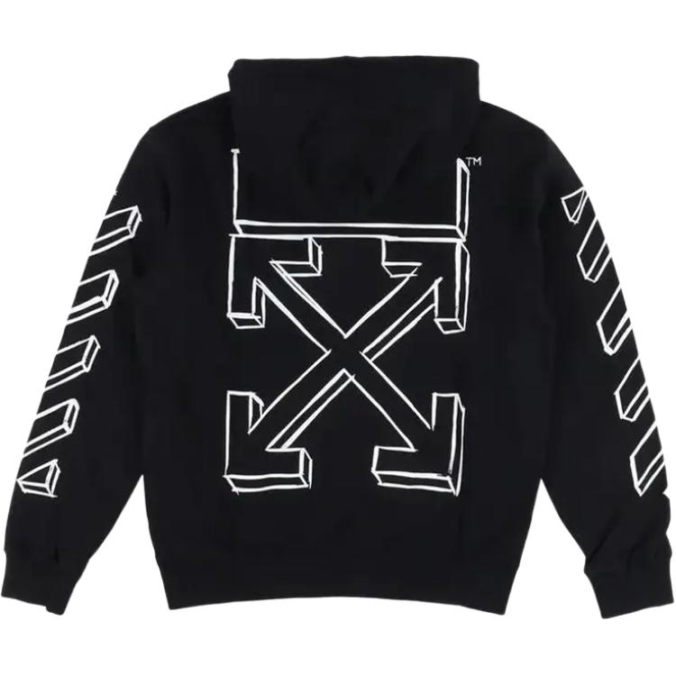 Off-White 3D Marker Arrows Hoodie Black Unisex Tops OMBB097G20FLE002