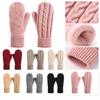 Plush Lined Winter Mittens Double Layer Thermal Mittens New Padded Fingerless Gloves  For Women