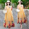 Summer Women's Plus Size Dress Loose Round Neck Floral Dress Soft Skin-friendly Breathable Long Dress