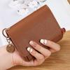 Korean Style Women's Solid Color Multi-Card Wallet with Zipper Coin Compartment.