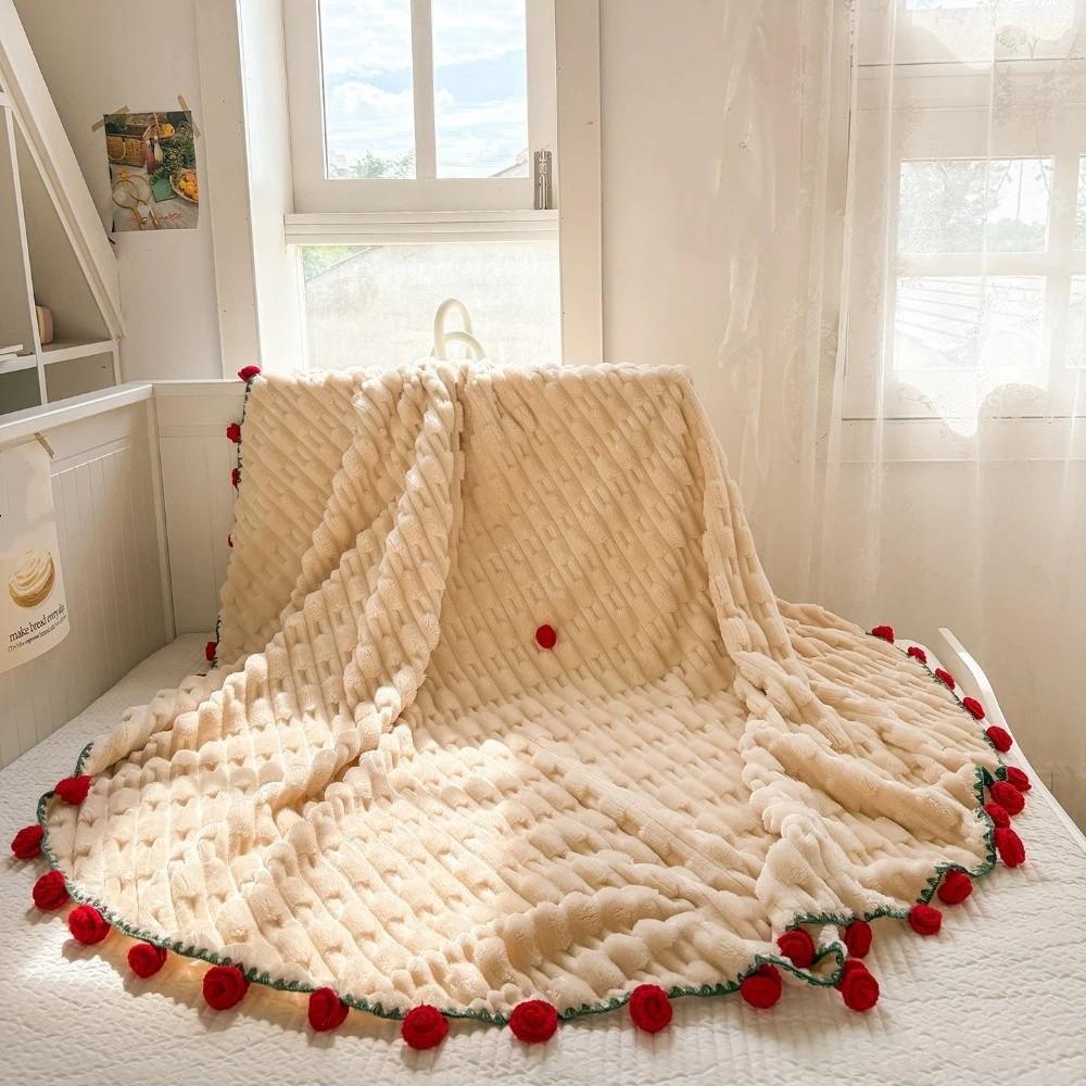 Fleece Rose Bouquet Blanket Warm Crocheted Flower Blanket Rose Flower Blanket  Festival Gift