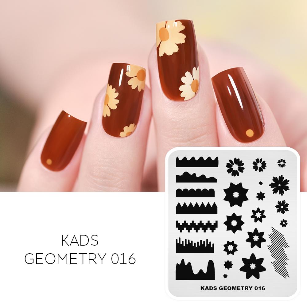 

KADS шаблон для дизайна ногтей, геометрическая форма 016, пластины для штамповки ногтей, маленький цветок, уровень надпечатки, инструменты для штампов для маникюра