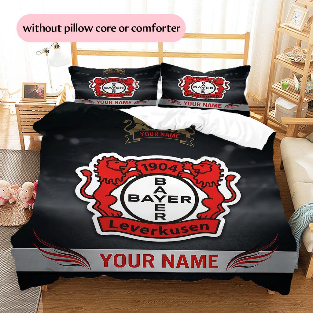 Custom Name Bayer 04 Leverkusen2 Pattern Bedding Quilt Set  Home Decoration  Gift (1 * Duvet Cover + 2 * Pillowcase  Without Core)