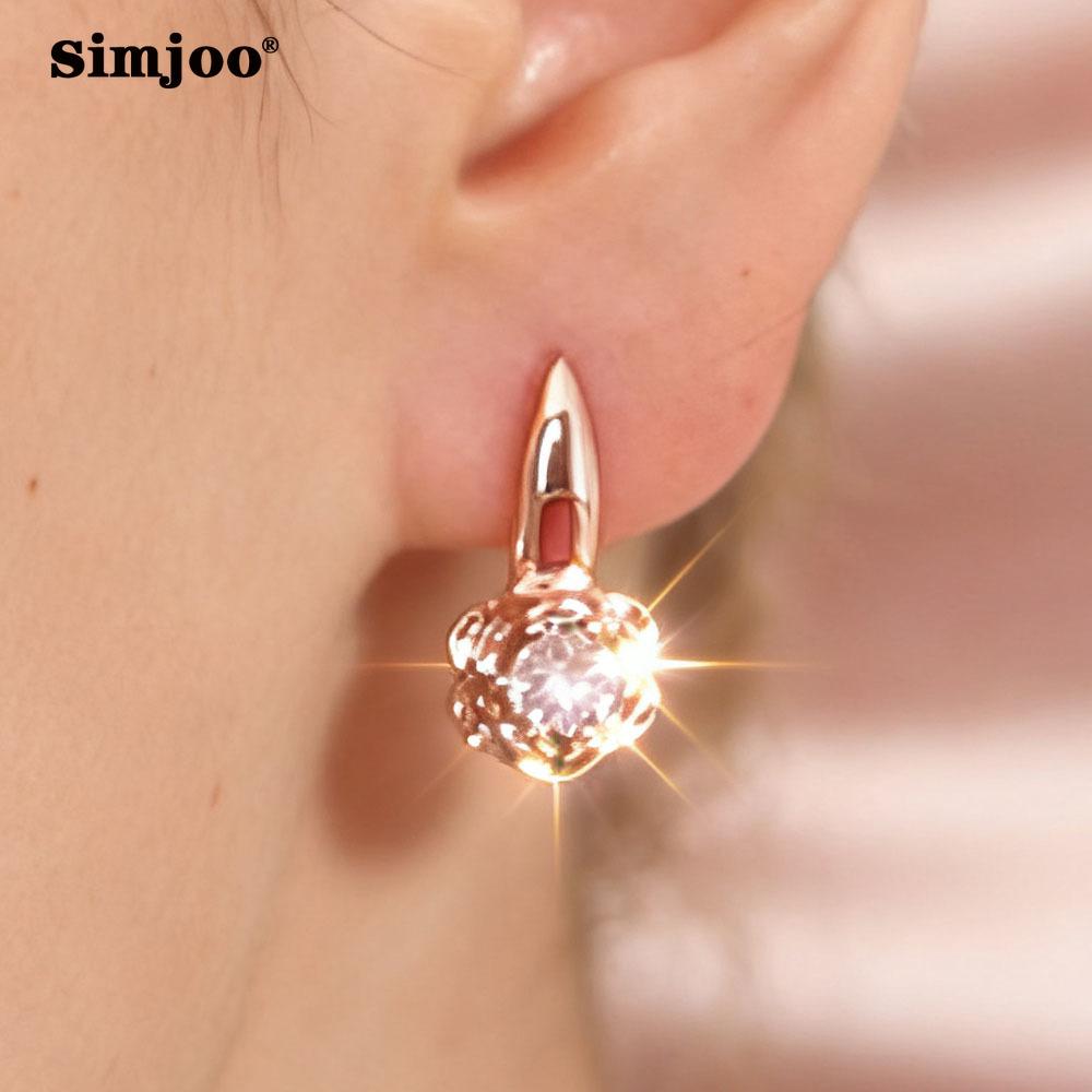 SIMJOO Rose Gold Color Fashionable Geometric Shape Noble Women's Stone Earrings Pendants