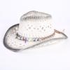 Popular European and American Classic Hollow Western Cowboy Hat Men's and Women's Fashion Vacation Breathable Sunshade Straw Hat