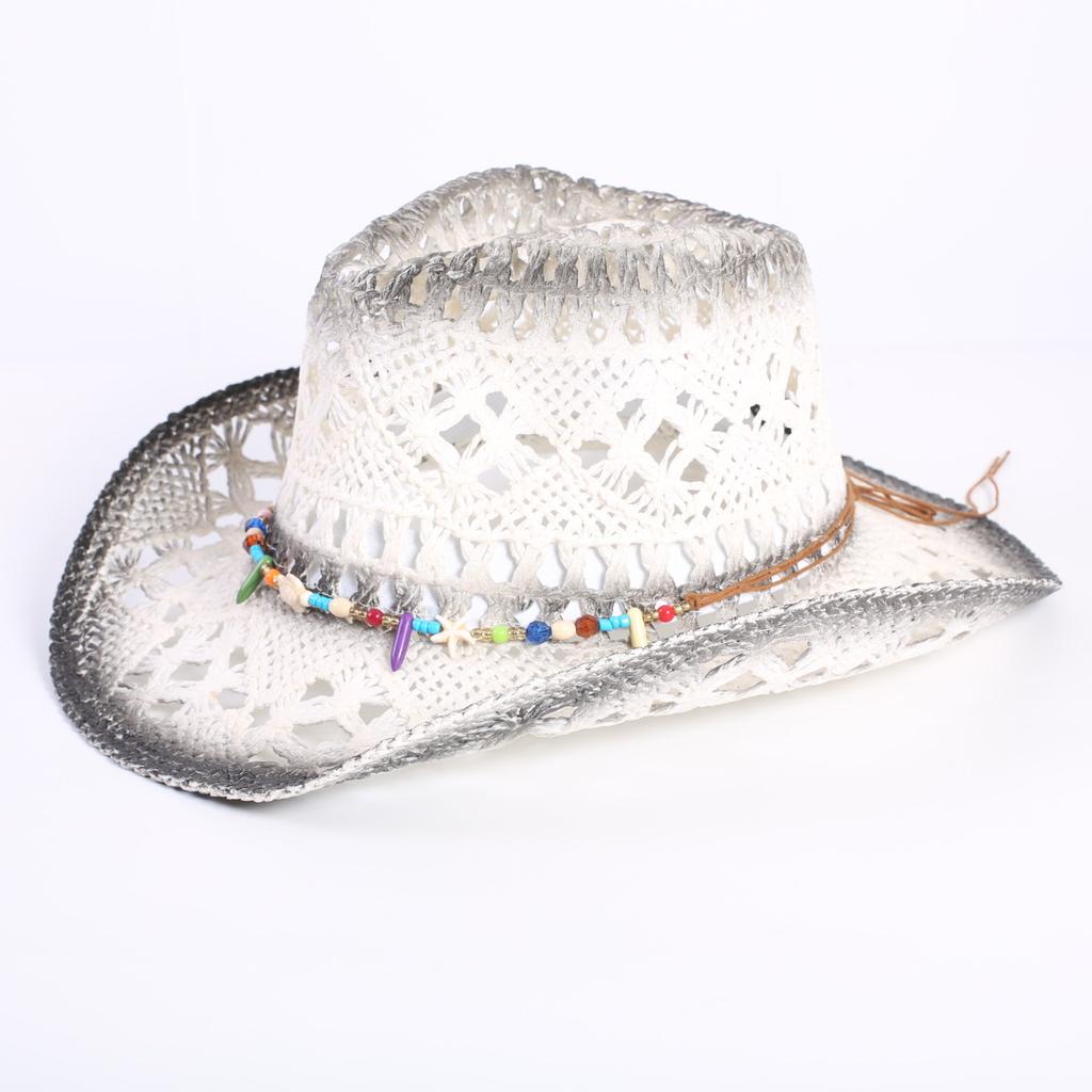 Popular European and American Classic Hollow Western Cowboy Hat Men's and Women's Fashion Vacation Breathable Sunshade Straw Hat