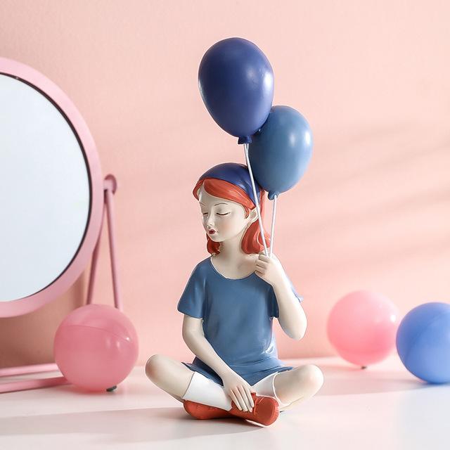 Nowoczesna żywica słodka dziewczyna balonowa statua akcesoria dom salon figurki pulpit dekoracja regał szafka rzeźba rzemiosło