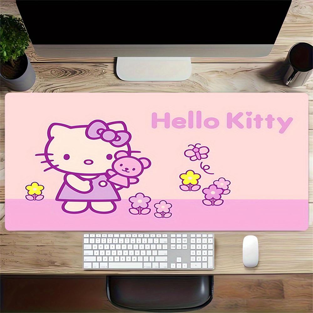 Hello Kitty, Flowers Themed XXL Mouse Pad - Non-slip Rubber Desk Mat for Gaming and Office Use, Multi-Function Keyboard 0826022a