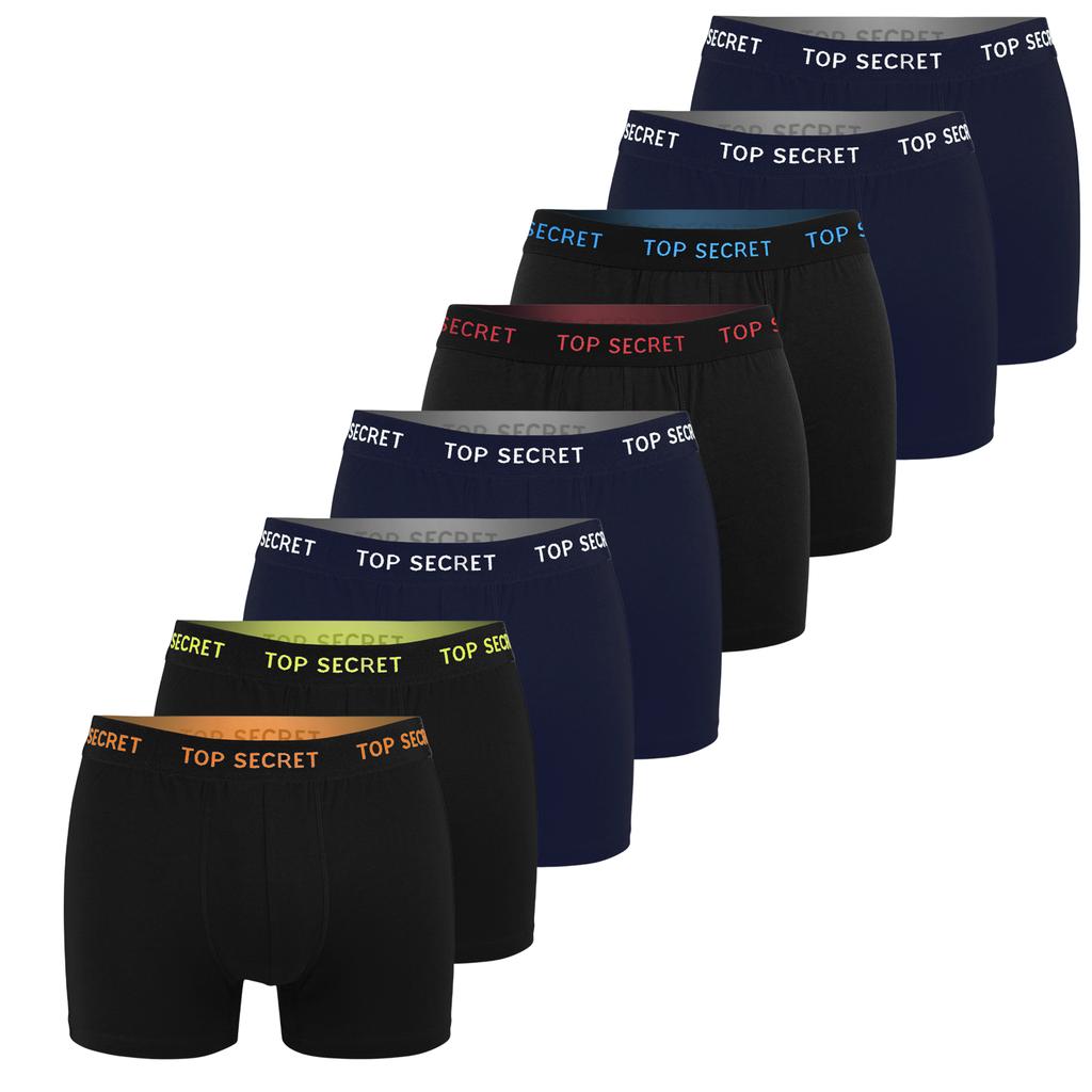 TOP SECRET Men's Cotton Boxer Shorts 8 Pack