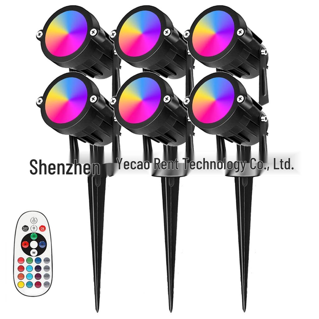 RGBW 12V Landscape Light: Colorful Plug-in Strip with Remote Control, Spotlight, and Courtyard Projector for Lawn Lighting.