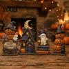 Reusable Wooden Holiday Crafts Farmhouse Halloween Tabletop Decorations, Table Topper Signs, Spooky Seasonal Home Accents Pumpkin Ghost Tiered