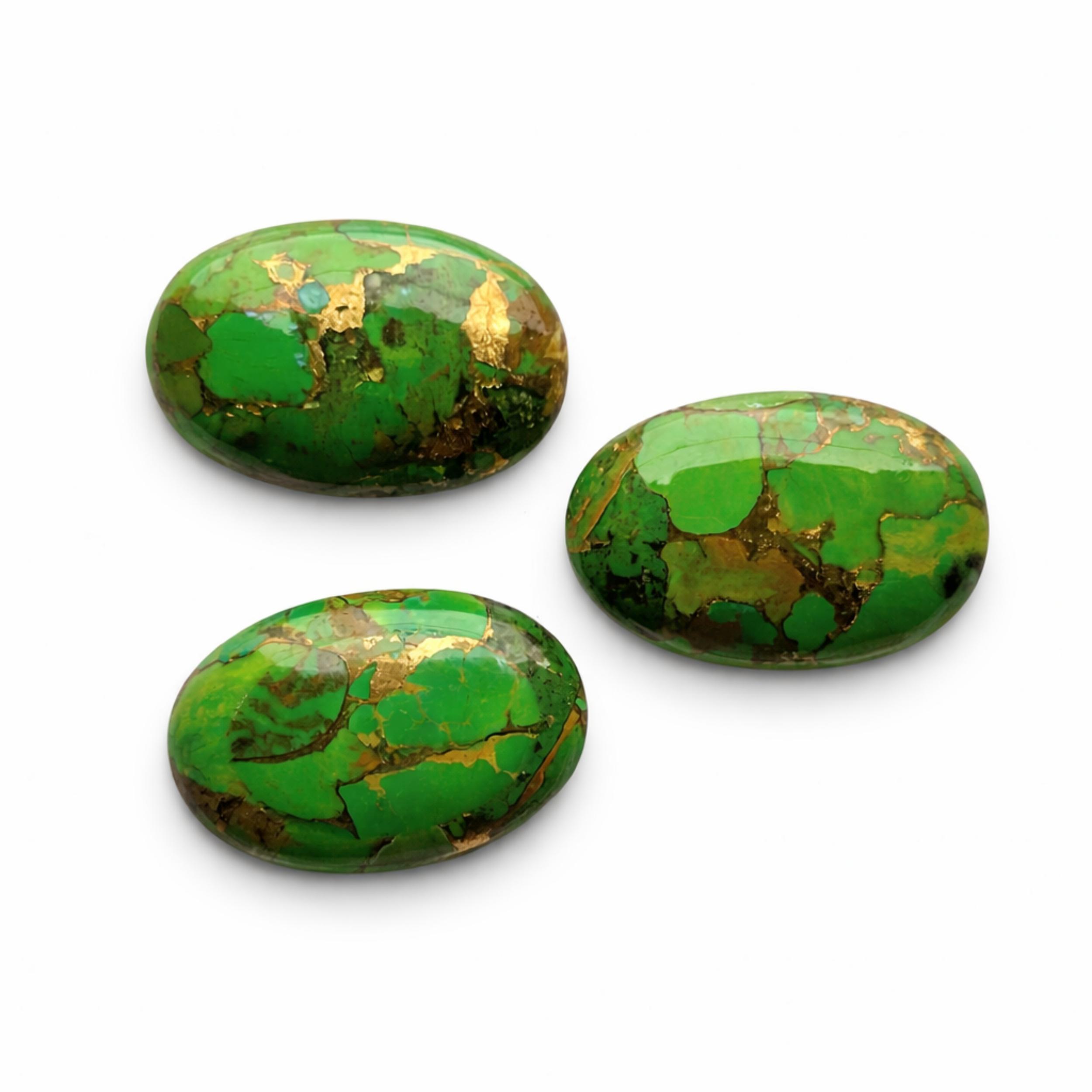 AAA+ Green Mohave Copper Turquoise Oval Cabochons Calibrated Gemstones, Natural Green Turquoise Loose Stone for Jewelry Making 20x30mm зелёный