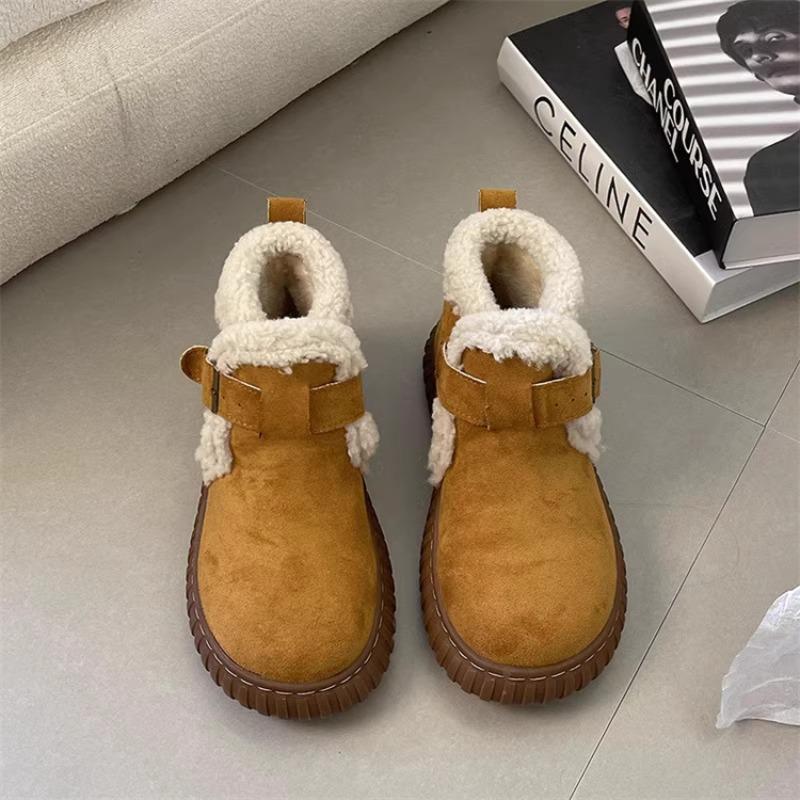 Fashion boots women's new winter velvet thickened non-slip warm fur integrated wool cotton shoes women's shoes