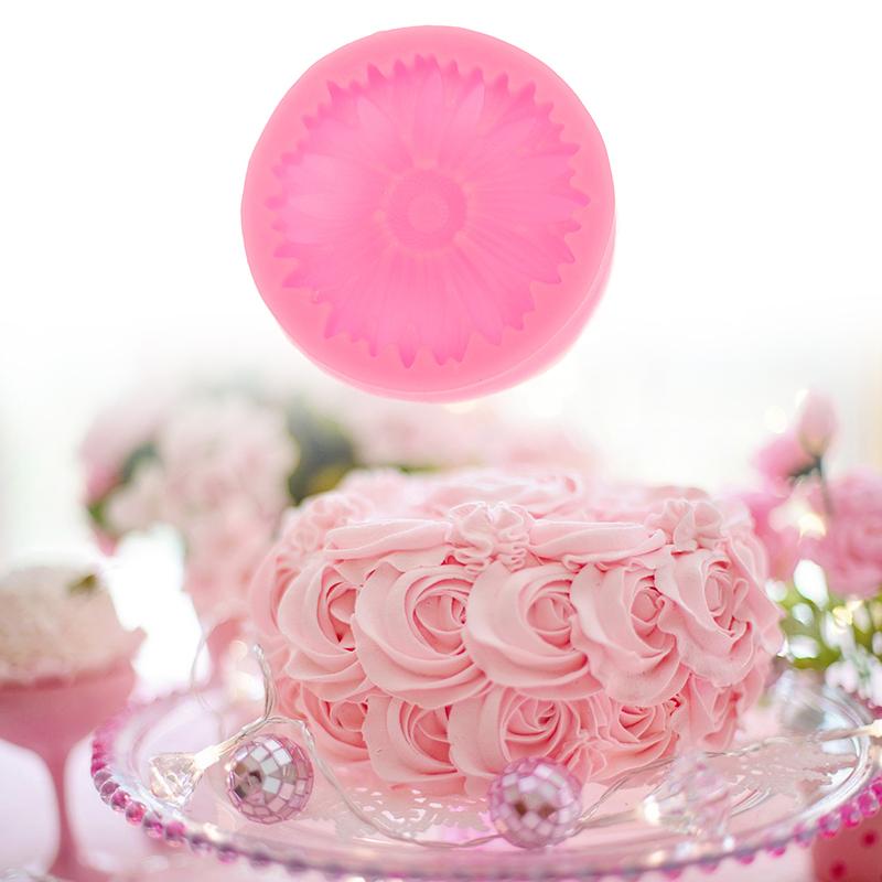 1Pc 3D Sunflower Flower Silicone Mold Diy Bakware Flower Moulds Candle Molds Sunflower Cake Decoration Baking Tools