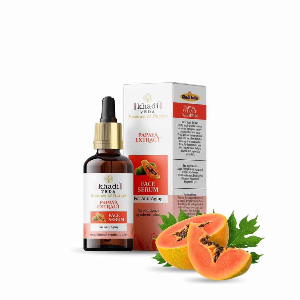 Khadi Veda Anti-Aging Face Serum 50ML with Papaya Extract Helps in Improve Skin Texture Suitable for Unisex(Pack of 2)