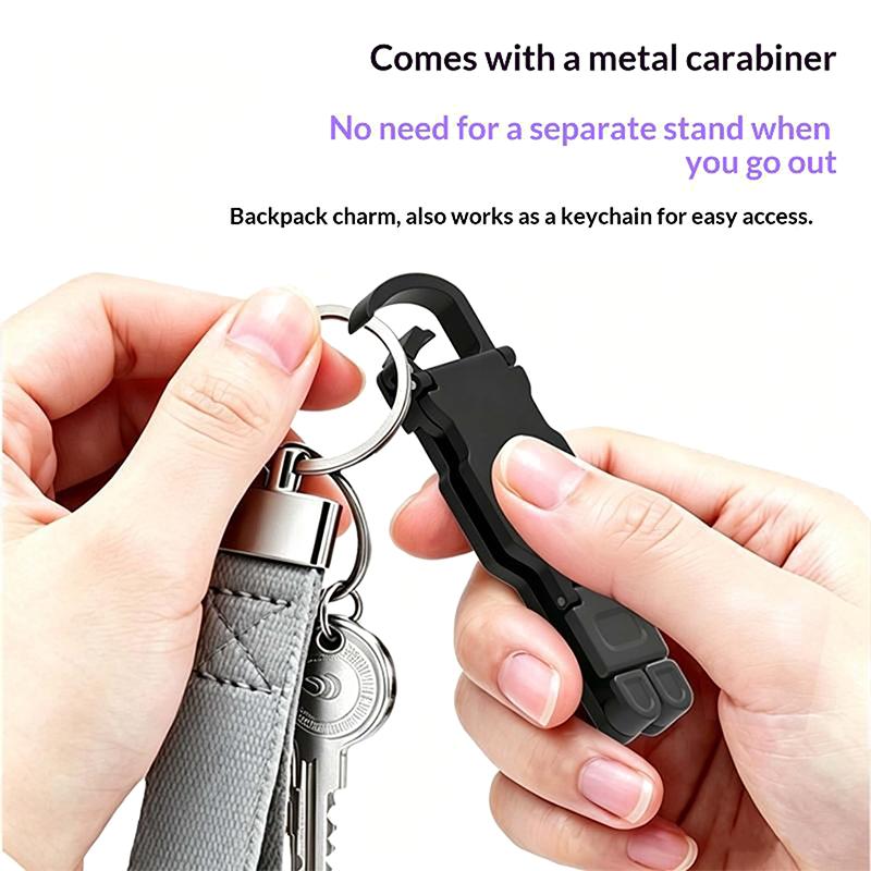 Abs Foldable Mini Phone Stand Keychain Anti-Slip Adjustable Portable  Desktop Holder For Outdoor Travel
